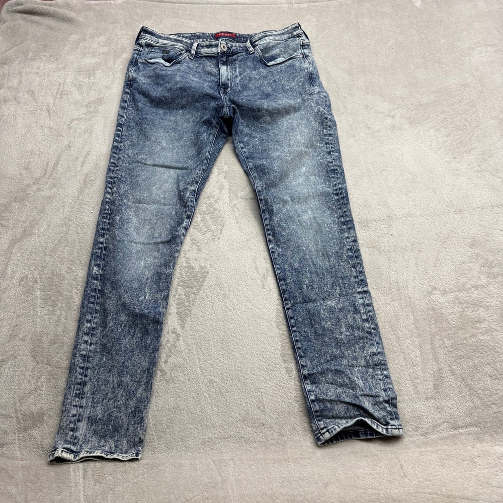 Guess Jeans Women's 34 Blue Acid Wash Retro 80s Style Slim Tapered Edgy Denim